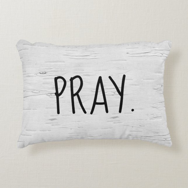 PRAY Text On Birch Tree  Accent Pillow (Front)