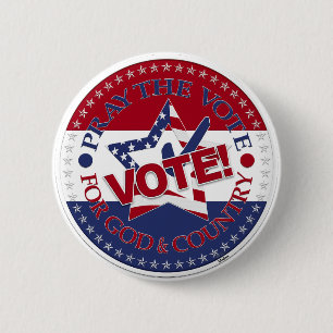 Pray The Vote For God and Country VOTE! Star Check Button