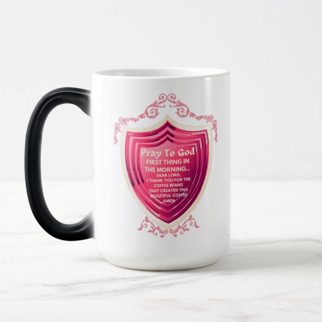 Pray To God Candy Apple Pink Design Morph Mug (Left)