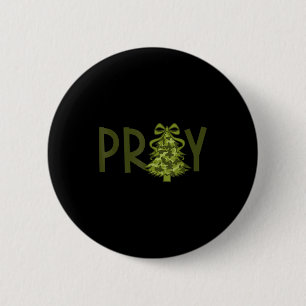 Pray Tree Xmas Camo Christian Christmas Faith Men  Button