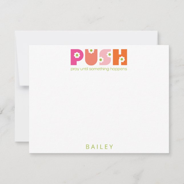 Pray Until Something Happens Pink Orange Note Card (Front)