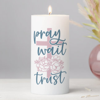 Pray, Wait, Trust Christian Candles Decoration