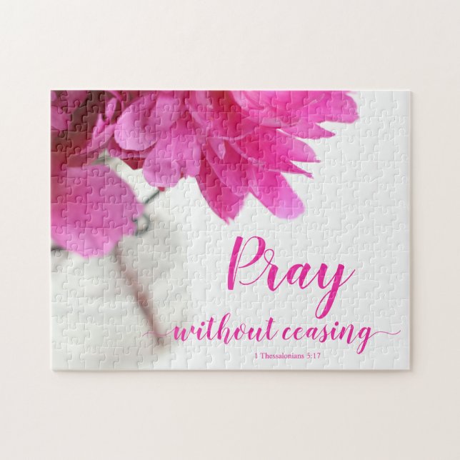 Pray Without Ceasing 1 Thessalonians 5:17 Peony Jigsaw Puzzle (Horizontal)