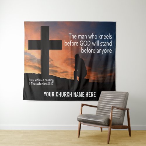 PRAY WITHOUT CEASING Christian Church Wall Art Tapestry