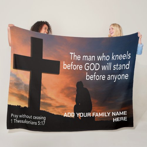 PRAY WITHOUT CEASING Christian Family Name Prayer Fleece Blanket