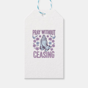 Pray Without Ceasing Floral Praying Hands Shirt_1 Gift Tags