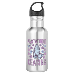 Pray Without Ceasing Floral Praying Hands Shirt_1 Stainless Steel Water Bottle