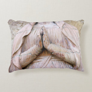 PRAY WITHOUT CEASING Photo Art Faith Spanish Hands Accent Pillow
