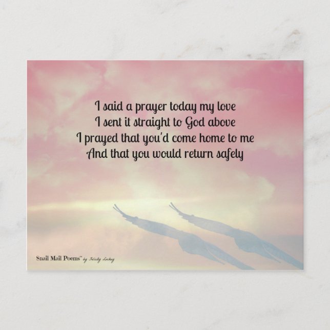Prayer and a Poem for Your Safe Return Postcard (Front)