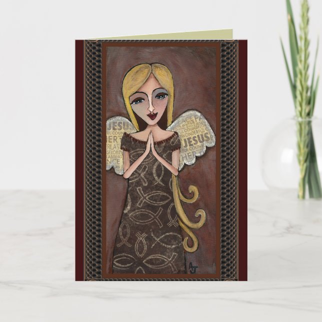 Prayer Angel - angelic greeting card (Front)