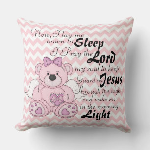 Prayer Angel Bear and Chevron Pattern/Throw Pillow