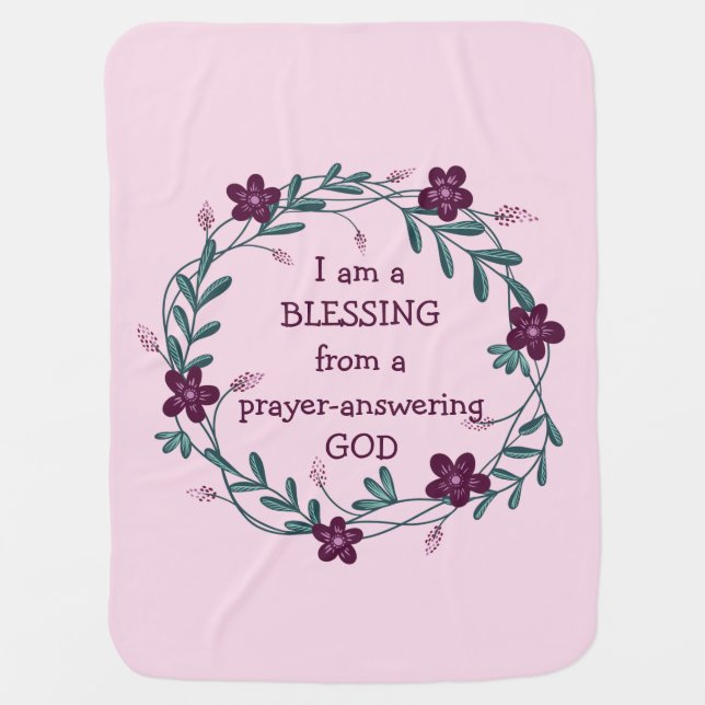 PRAYER ANSWERING GOD | Christian PINK Baby Blanket (Front)