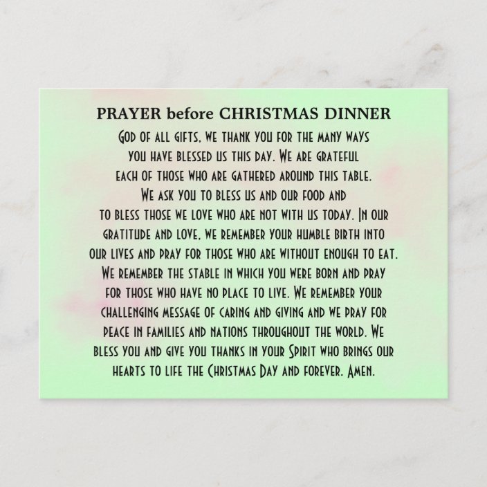 Prayer before Christmas Dinner Postcard | Zazzle.com