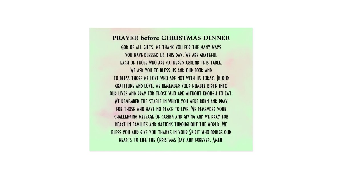 Prayer before Christmas Dinner Postcard | Zazzle.com