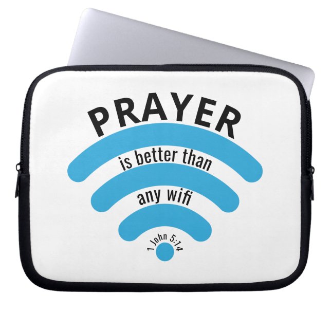 PRAYER BETTER THAN WIFI Motivational Laptop Sleeve (Front)