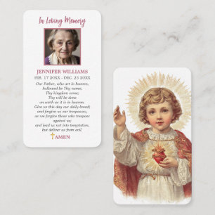 Prayer Card Child Jesus Sacred Heart Our Father