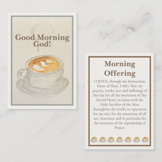 Prayer Card: Good Morning God — Morning Offering  Note Card (Front/Back)