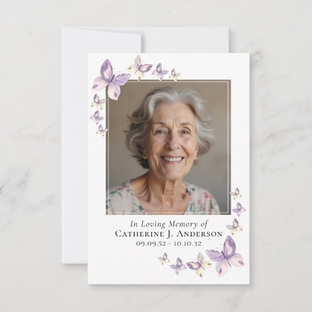 Prayer Card | Lilac Butterflies Photo (Front)