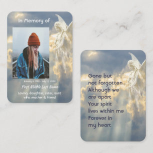 Prayer card Memorial Keepsake Angel Sky Clouds