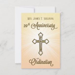 Prayer Card Name 20th Ordination Anniversary Cross