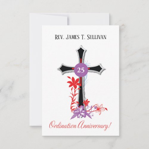 Prayer Card Name 25th Ordination Anniversary Black