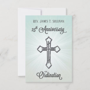 Prayer Card Name 25th Ordination Anniversary Cross