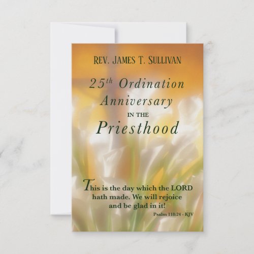 Prayer Card Name 25th Ordination Anniversary Lily