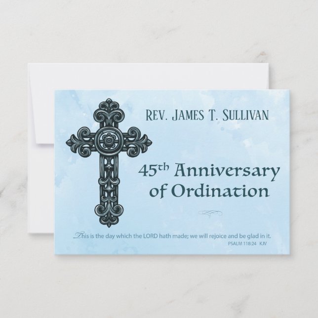 Prayer Card Name 45th Ordination Anniversary Cross (Front)