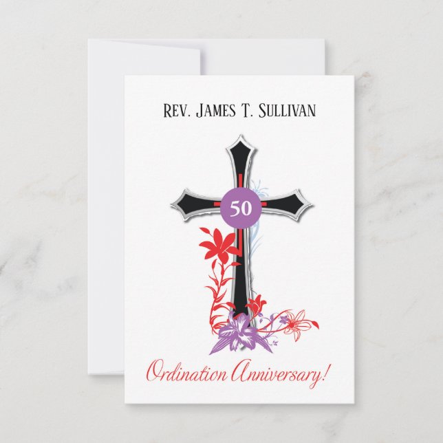 Prayer Card Name 50th Ordination Anniversary Black (Front)