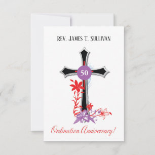Prayer Card Name 50th Ordination Anniversary Black