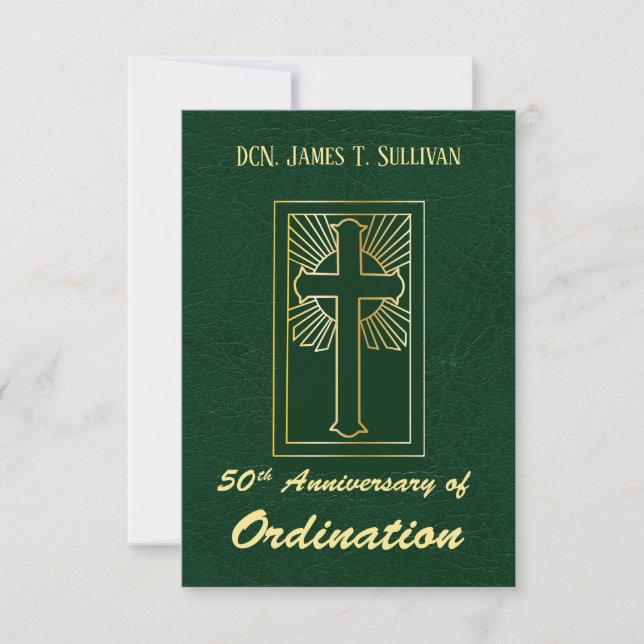 Prayer Card Name 50th Ordination Anniversary Green (Front)
