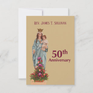 Prayer Card Name 50th Ordination Anniversary Mary