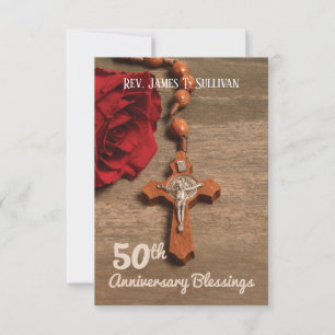 Prayer Card Name 50th Ordination Anniversary Rose