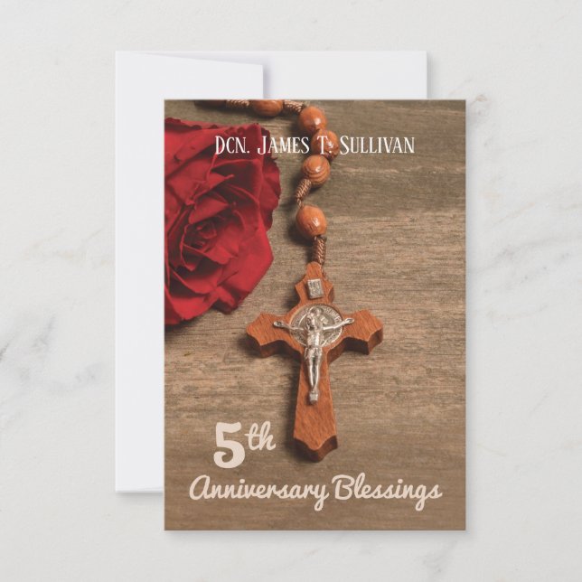 Prayer Card Name 5th Ordination Anniversary Rose (Front)