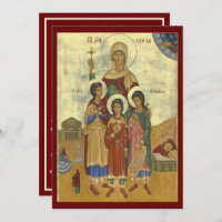 prayer card of Saints Sophia, Faith, Hope, Love