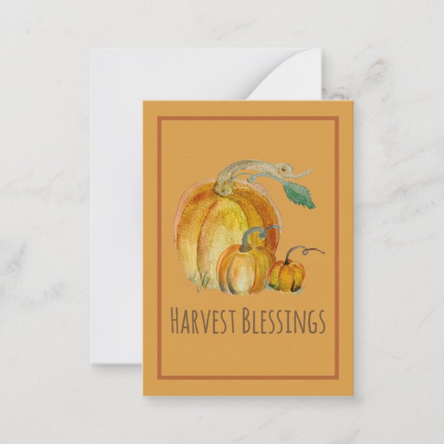 Prayer Card: Pumpkin Harvest Blessing  Note Card (Front)