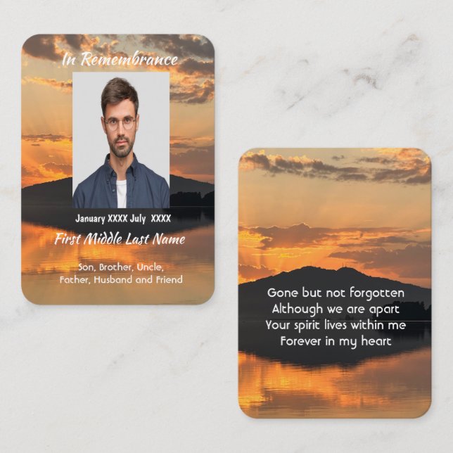 Prayer Card Sunset Water Reflection Sky Cloud  (Front/Back)