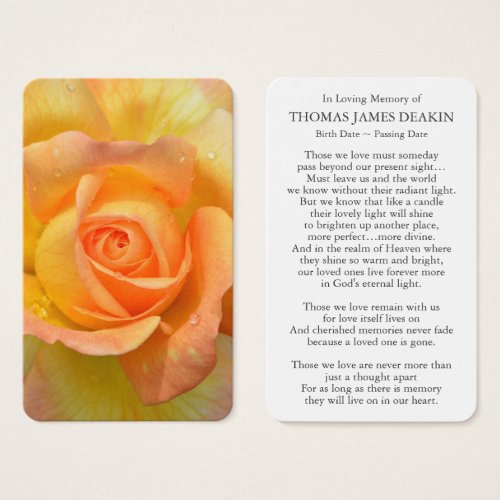 Prayer Cards  Beautiful Yellow Rose