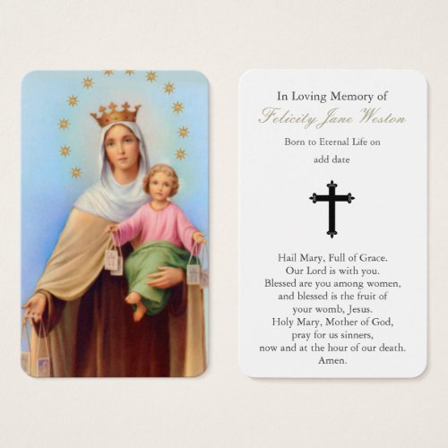 Prayer Cards  Our Lady Mt Carmel