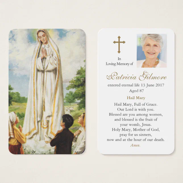 Prayer Cards | Our Lady of Fatima | Zazzle