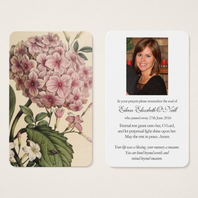 Prayer Cards | Pink Hydrangea (Front & Back)