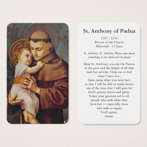 Prayer Cards  St Anthony of Padua