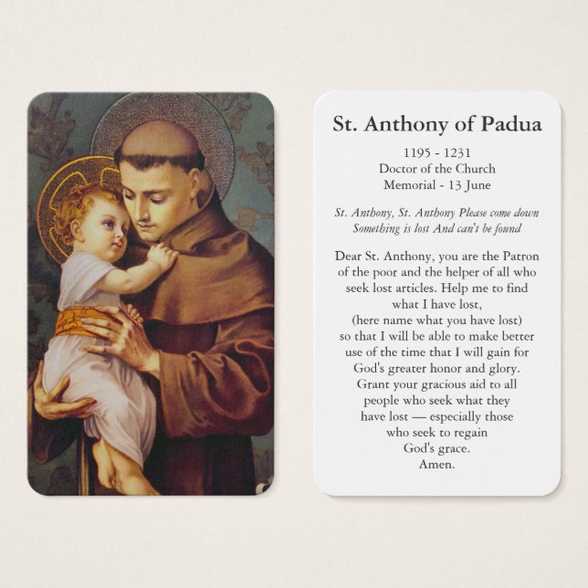 Prayer Cards | St Anthony of Padua (Front & Back)
