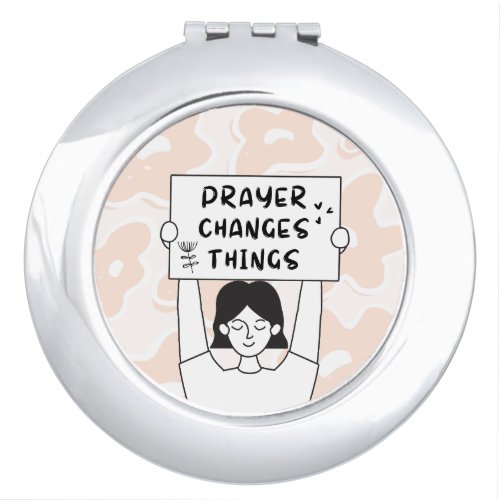 Prayer Changes Things Banner Typography Doodles Compact Mirror