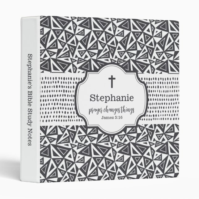 Prayer Changes Things Black Abstract 3 Ring Binder (Front/Spine)