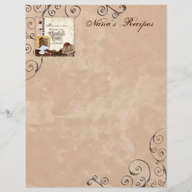 Prayer & Chocolate Woman's Recipe Pages for Binder (Front)