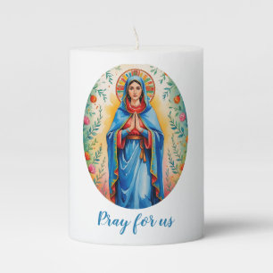 Prayer Devotional Religious Catholic Mary Pillar Candle