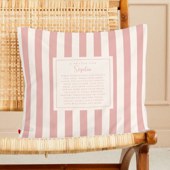 Prayer Faith Gift Psalm 147:3 Keepsake Name Pink Throw Pillow (Creator Uploaded)