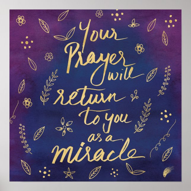 Prayer Faith Hope Miracle Affirmation Art Poster (Front)