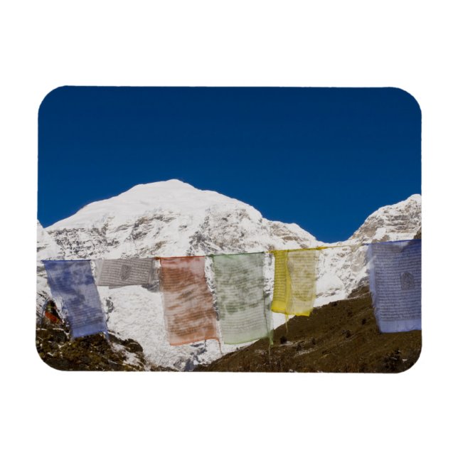 Prayer flags and Mount Jhomolhari, Bhutan. Magnet (Horizontal)